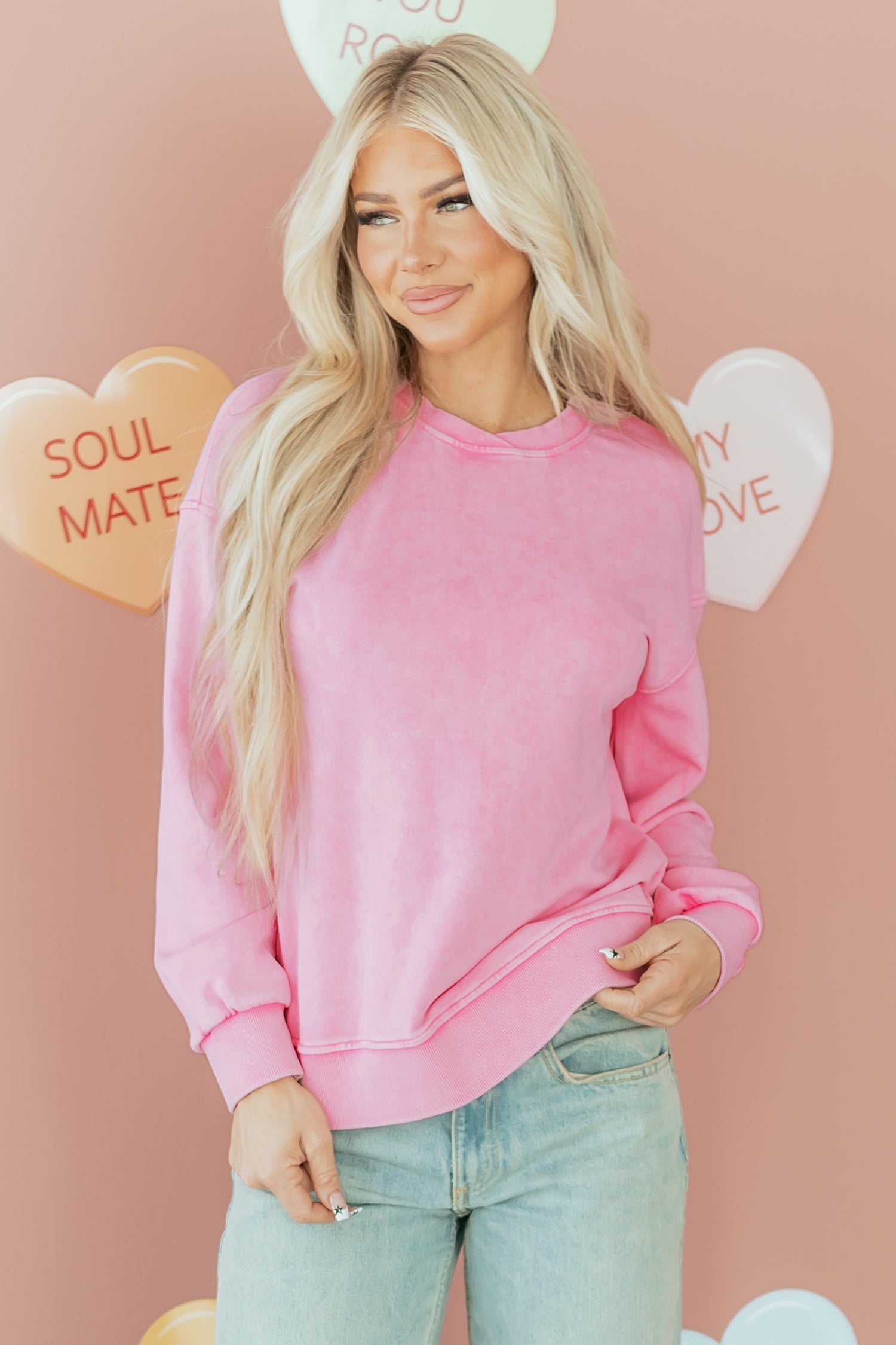 Mineral Crew-Neck Wash Crossed Loose Sweatshirt