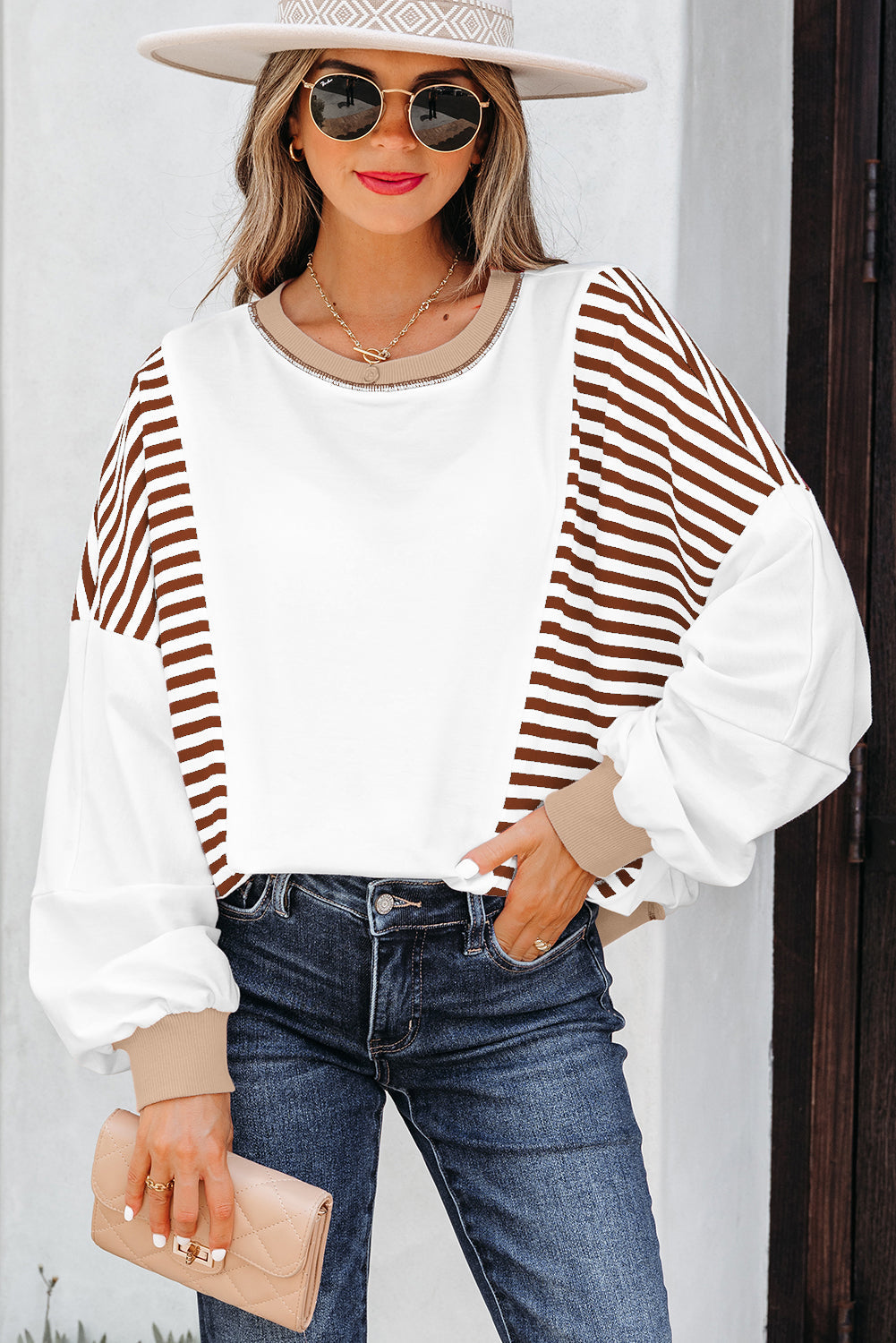 Colorblock Patchwork Contrast Stitching Oversize Sweatshirt