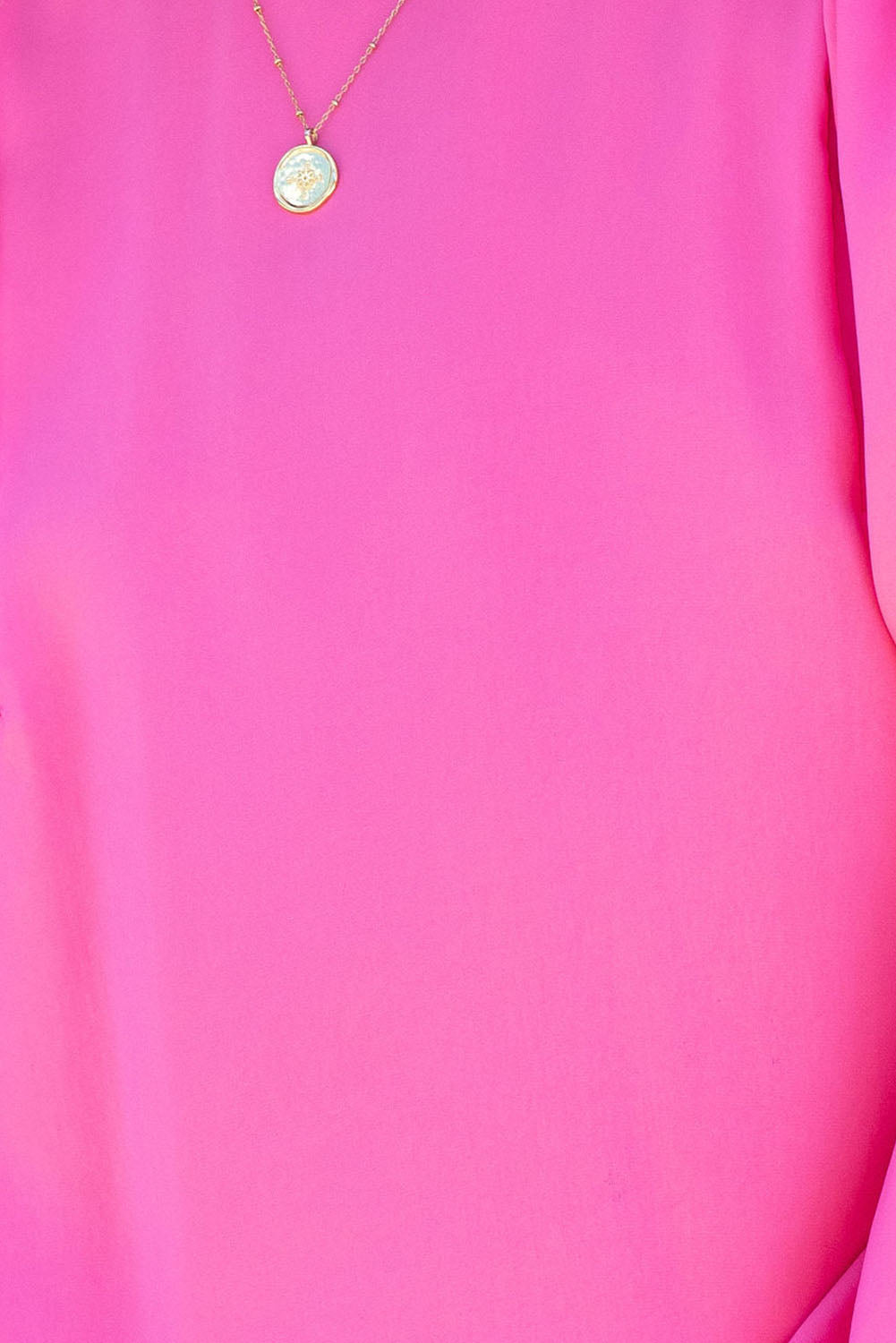 Women's Crew Neck Satin Puff Long-Sleeve Blouse