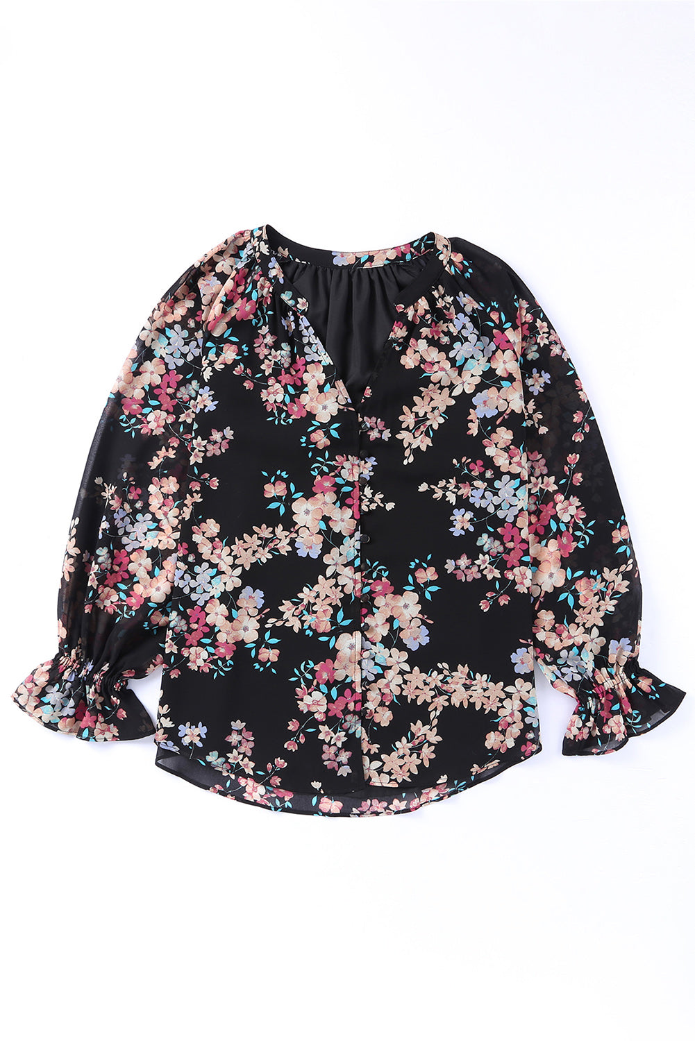 Women's Wildflower Print Chiffon Blouse
