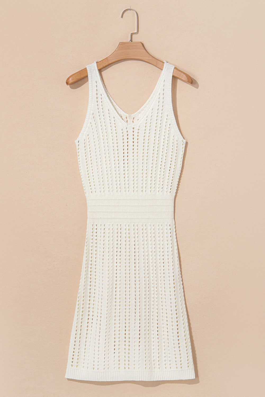 Eyelet Crochet Sleeveless V Neck Beach Dress