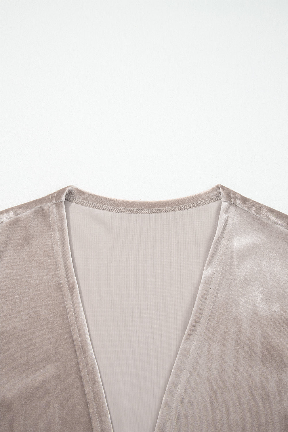 Open-Front 3/4 Sleeve Velvet Kimono in Smoke Gray