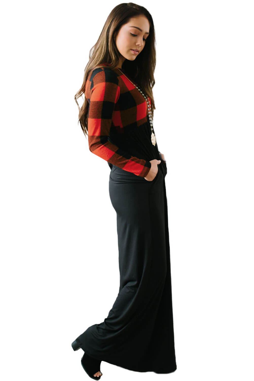 Top Buffalo Print Long Maxi Dress