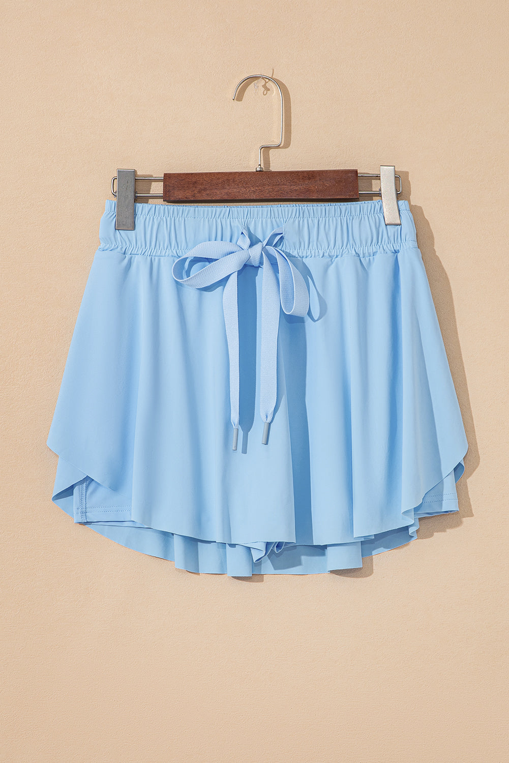 Drawcord Lined Elastic Waistband Tennis Skorts in Sky Blue