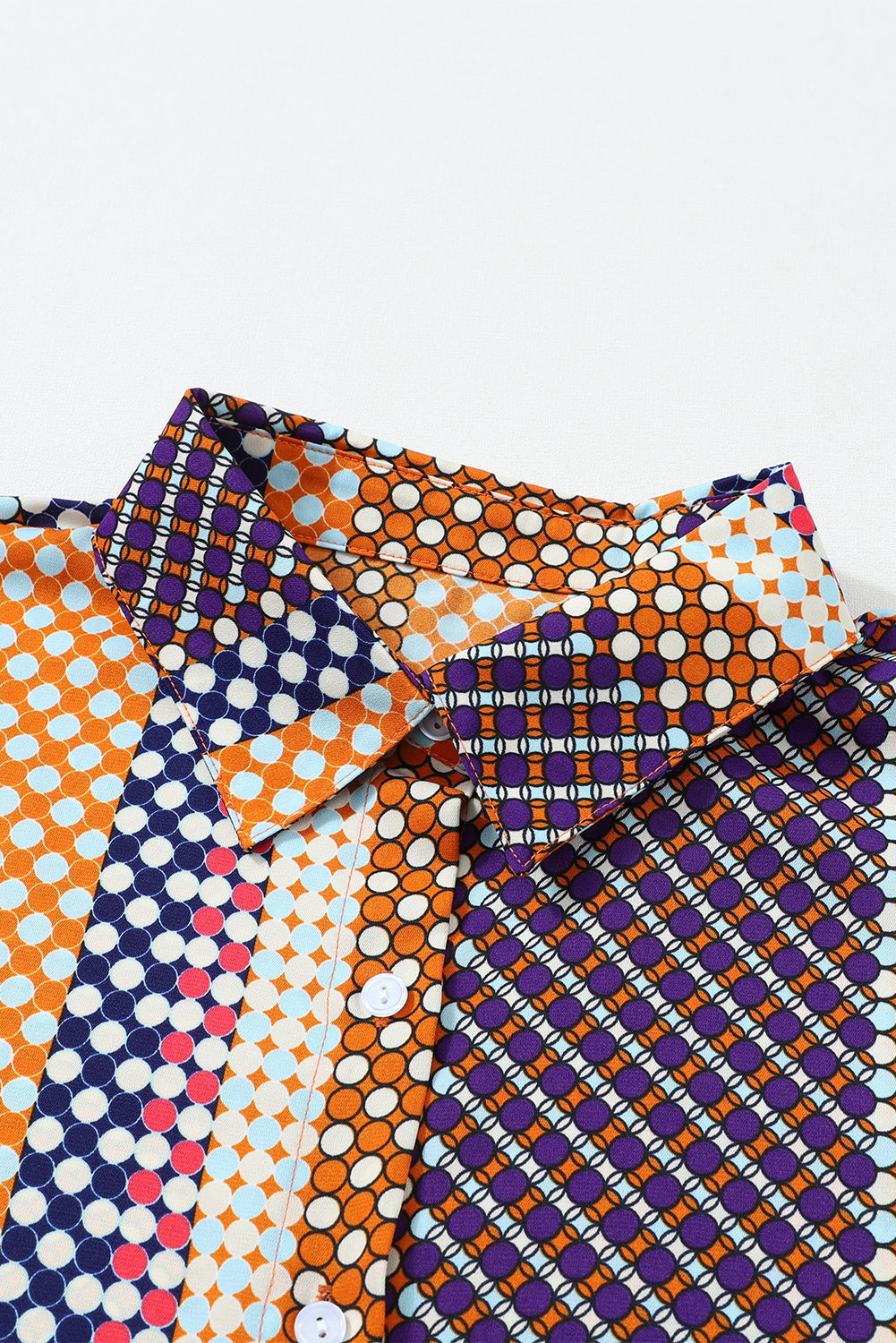 Women's Dot Print Button Down Shif T Shirt