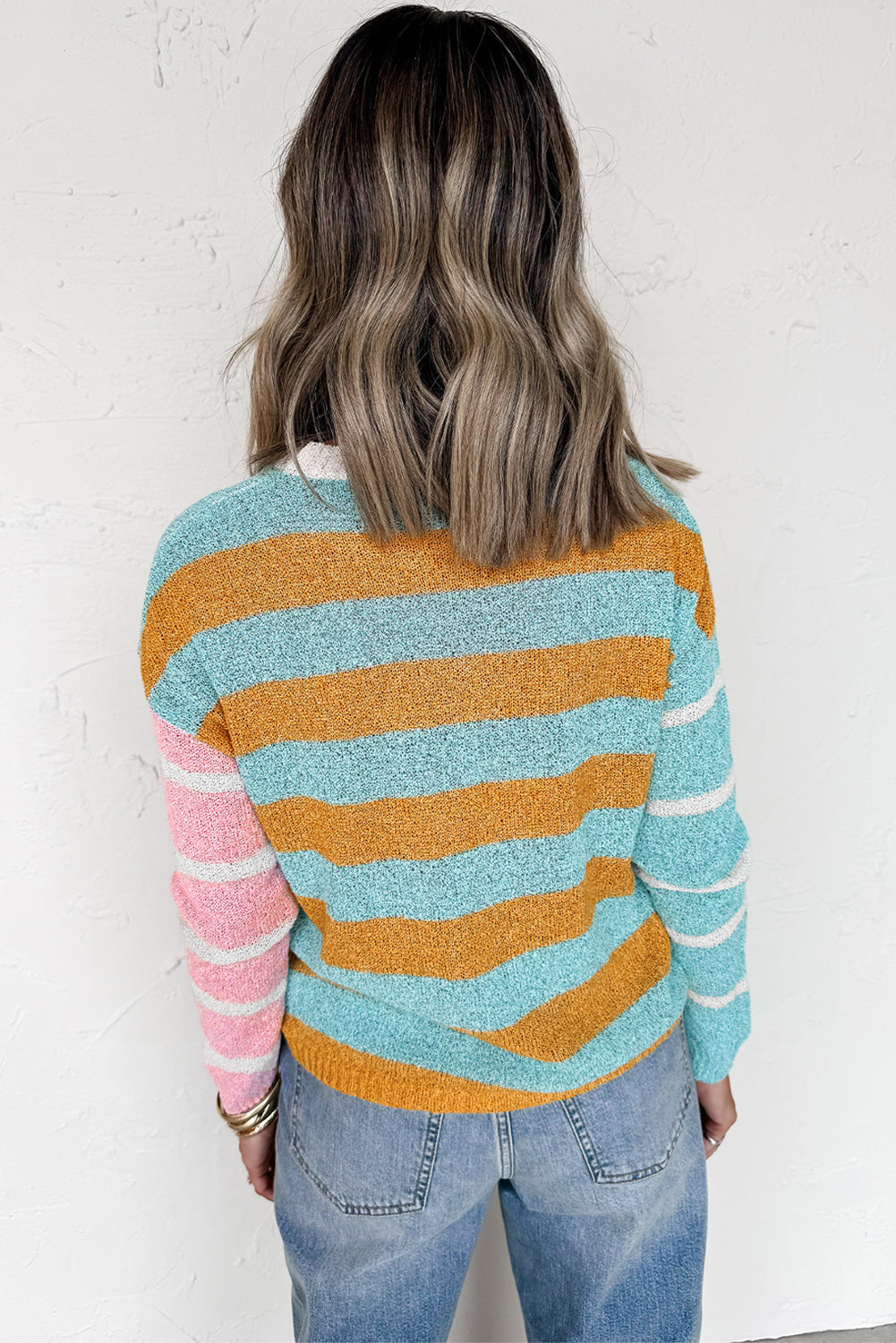 Colorblock Striped Pullover Knit Top