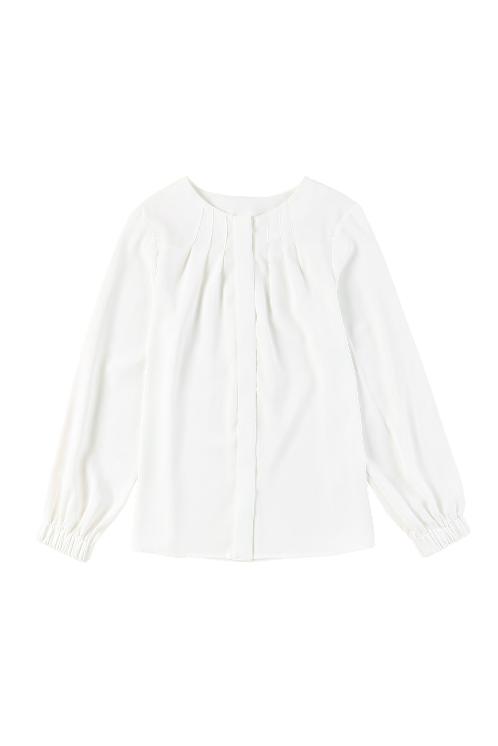 Women's Shirt Featuring Crew Neck Gathered Stretch Cuff
