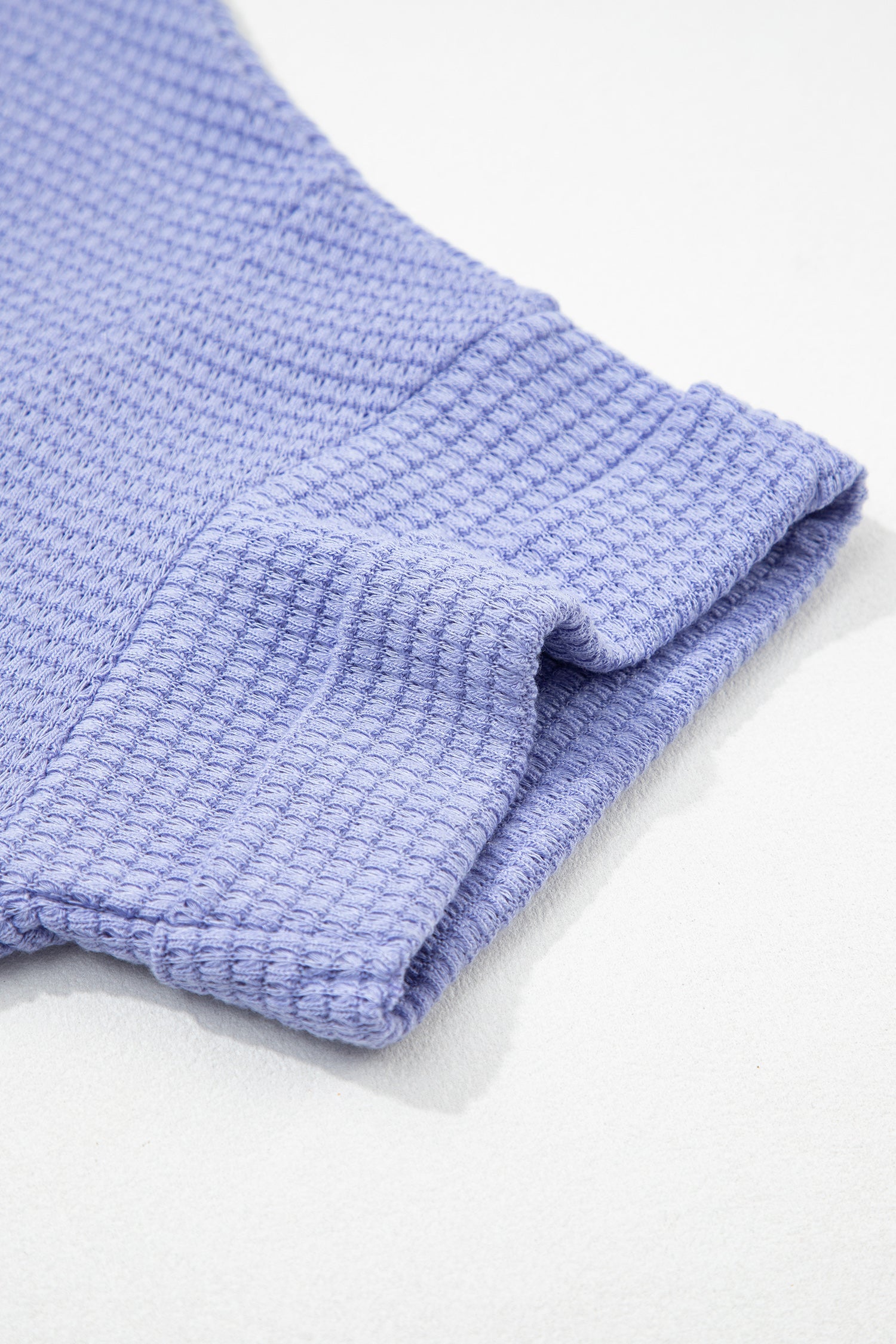 Waffle V-Neck Short-Sleeved Knit Top