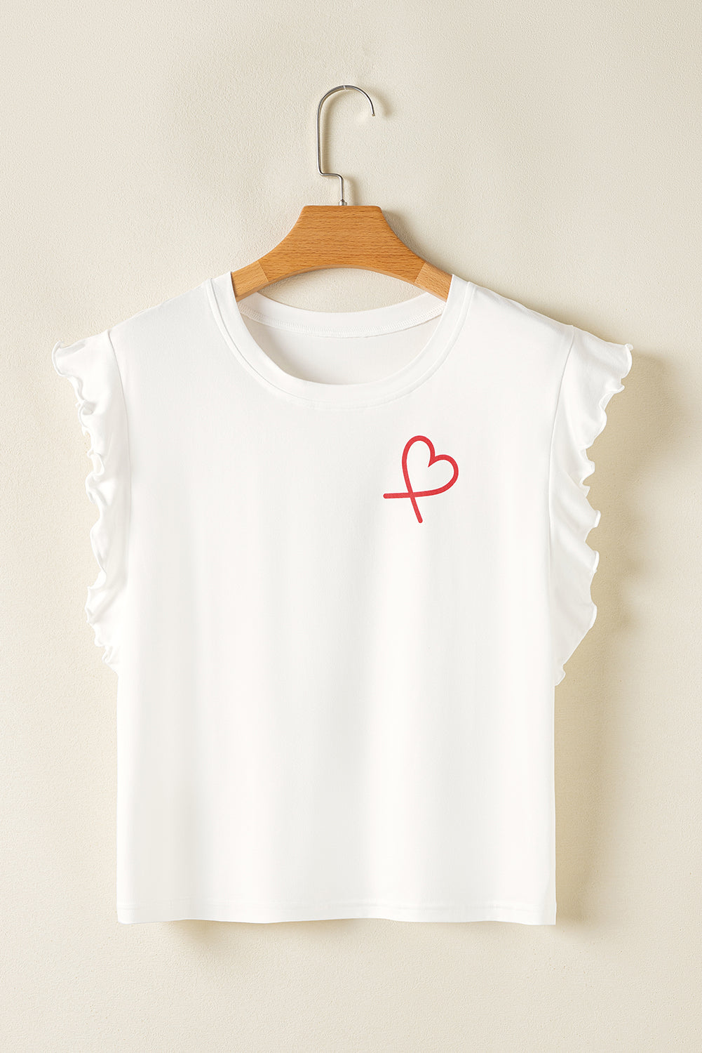 Ruffled Tank Top And Heart Print Pants Lounge Set