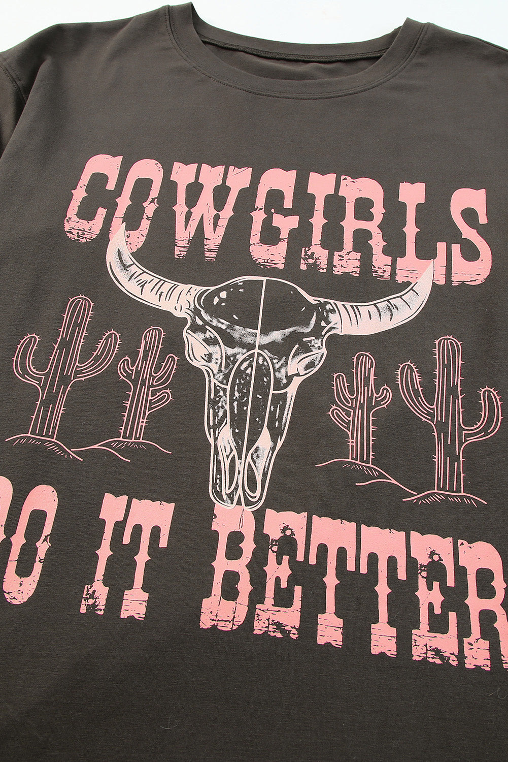 T-shirt surdimensionné gris COWGIRLS DO IT BETTER à imprimé graphique