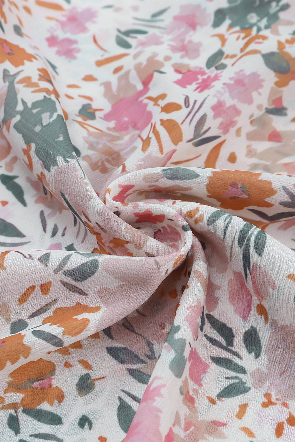 Women's Top with Multicolor Floral-Print Mandarin Collar