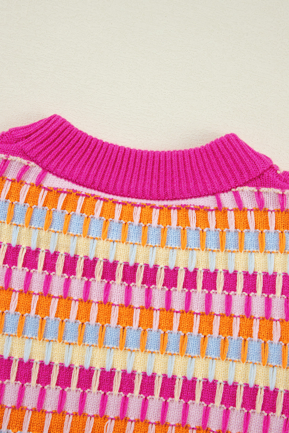 Striped Knitted Short Sleeve Sweater Top