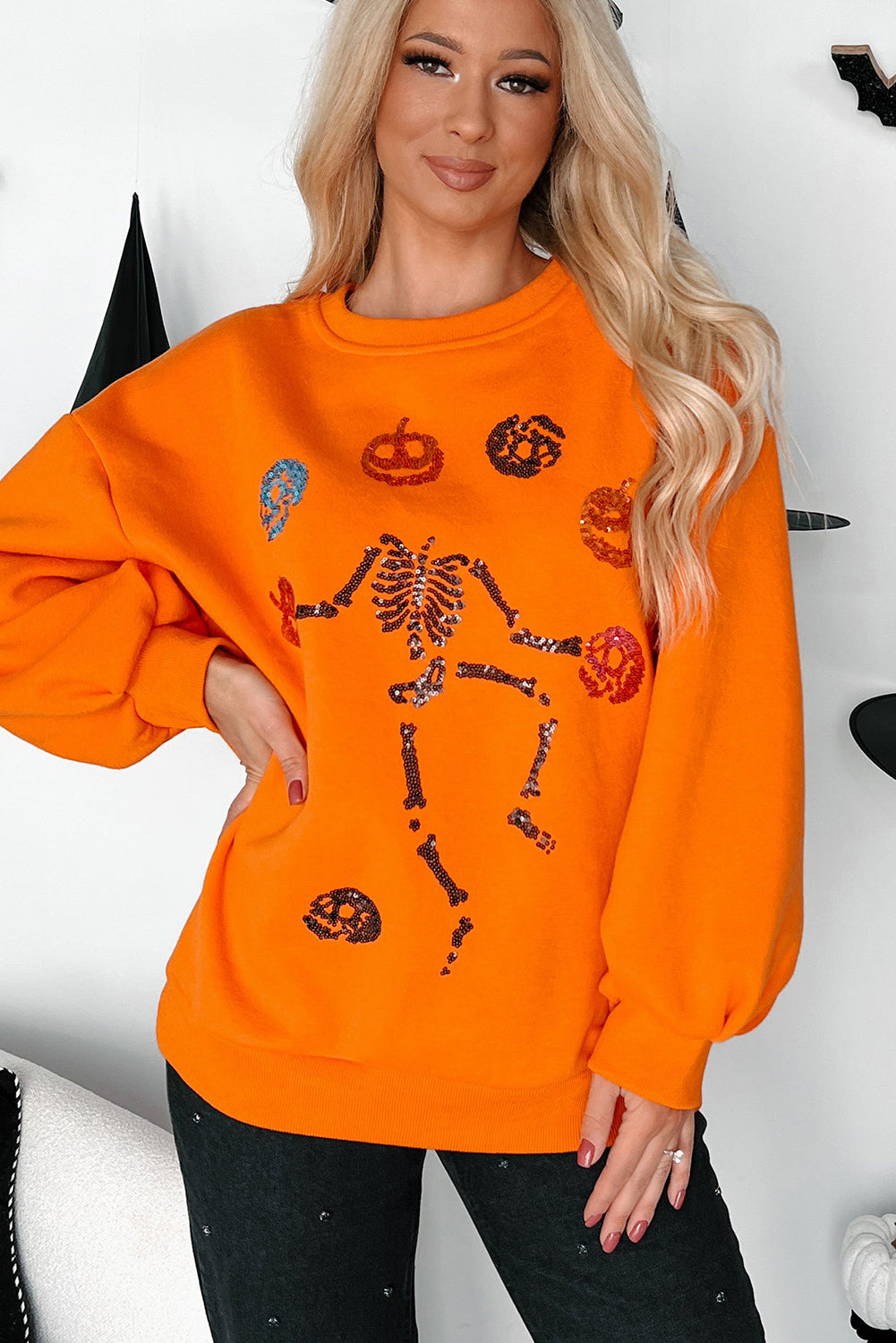 Dancing Critters Sequin Halloween Crewneck Sweatshirt