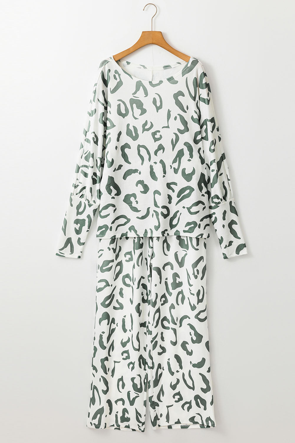 Leopard Animal Print Long-Sleeved and Pants Loungewear Set