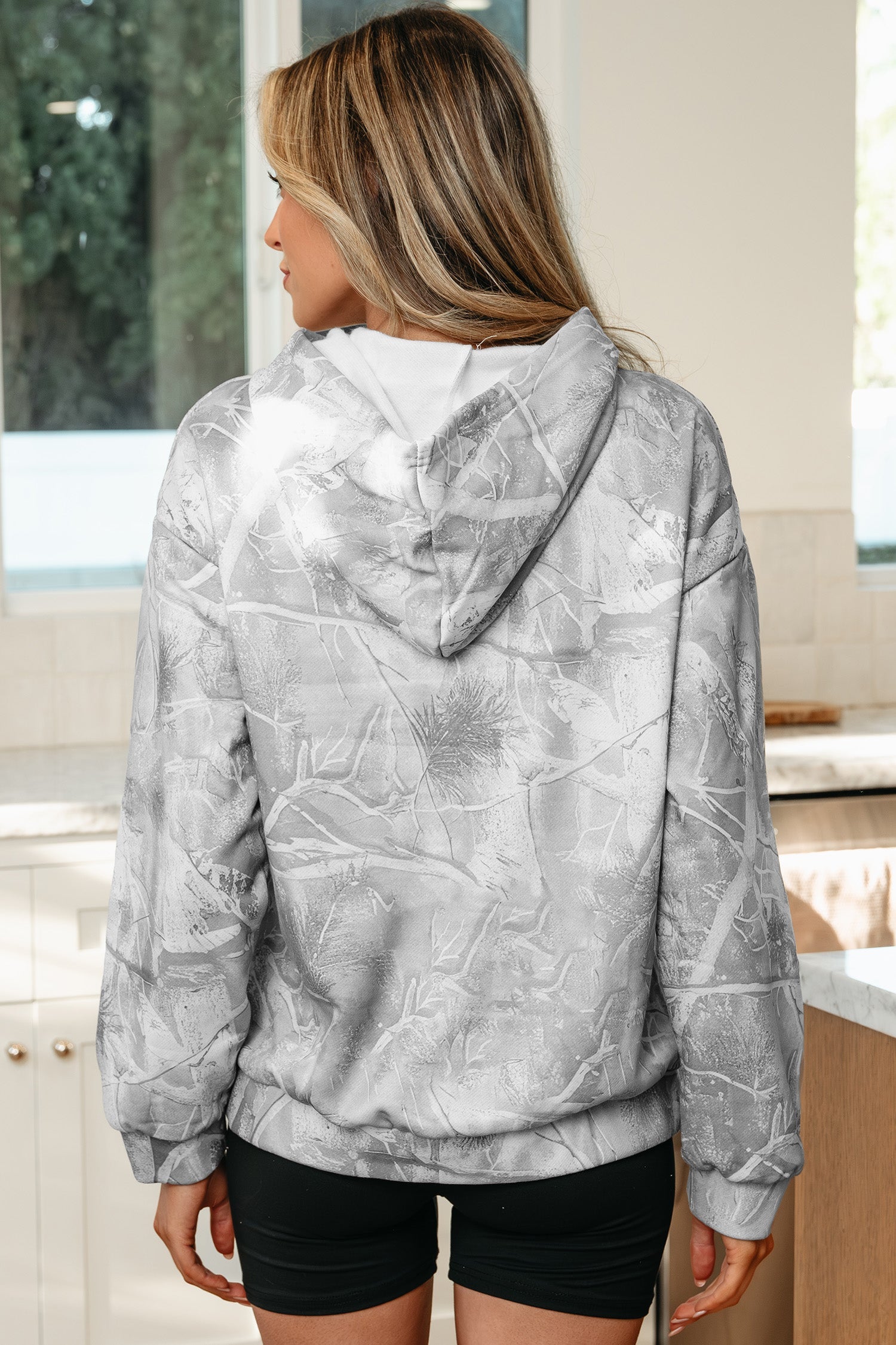 Camouflage Roomy Woodland Print Sporty Hoodie