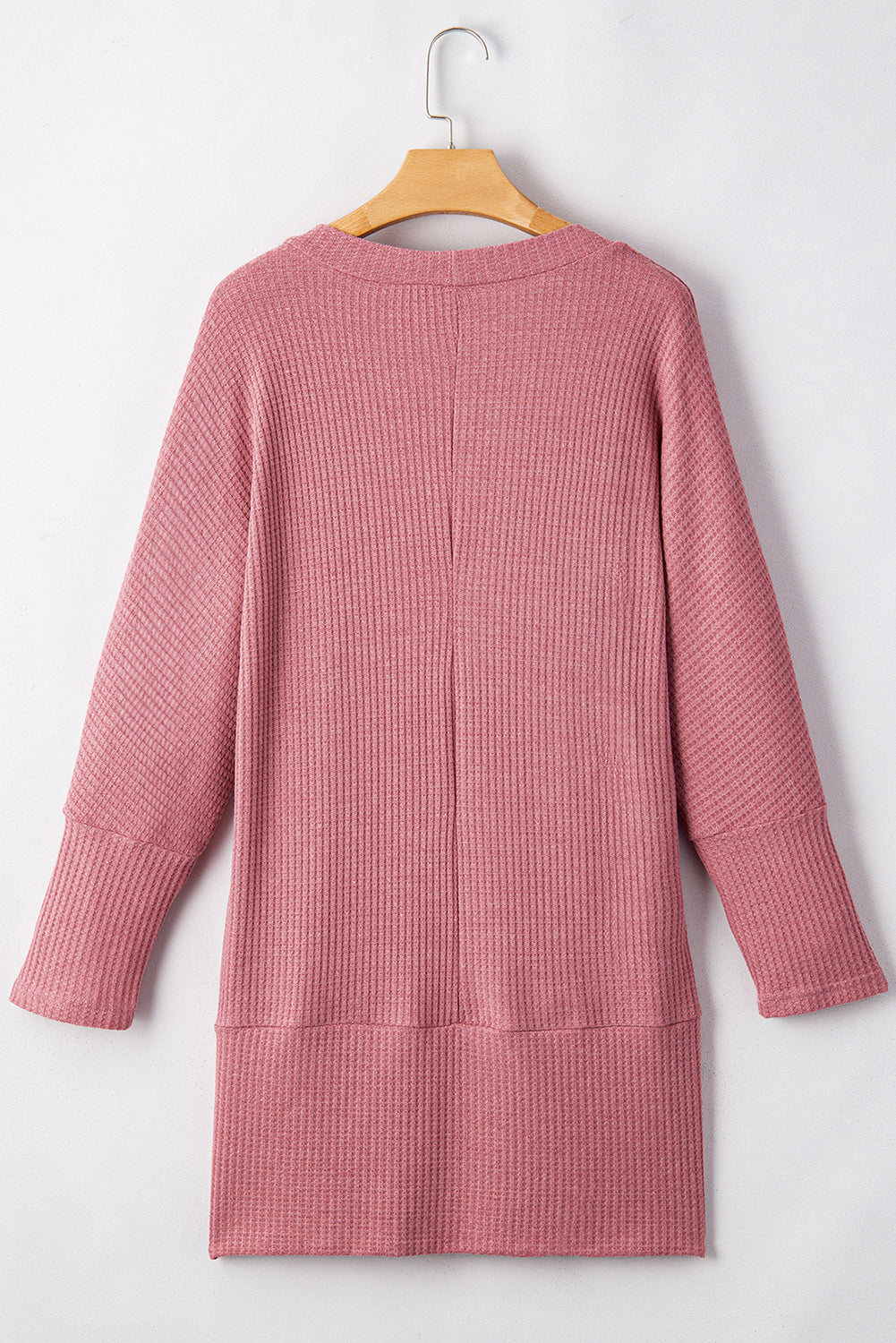 Solid Cardigan Waffle Knit in Mineral Red
