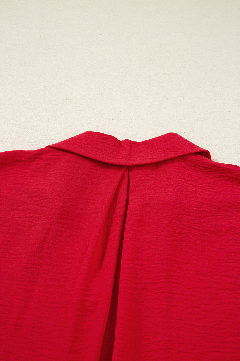 Shirred V-Neck Collared 3/4 Sleeve Roomy Tunic Top