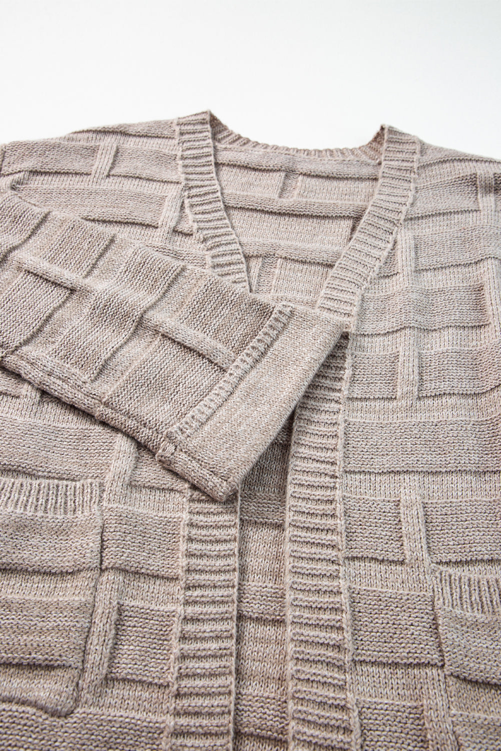 Textured Knit Open-Front Polished Cardigan Featuring Pockets