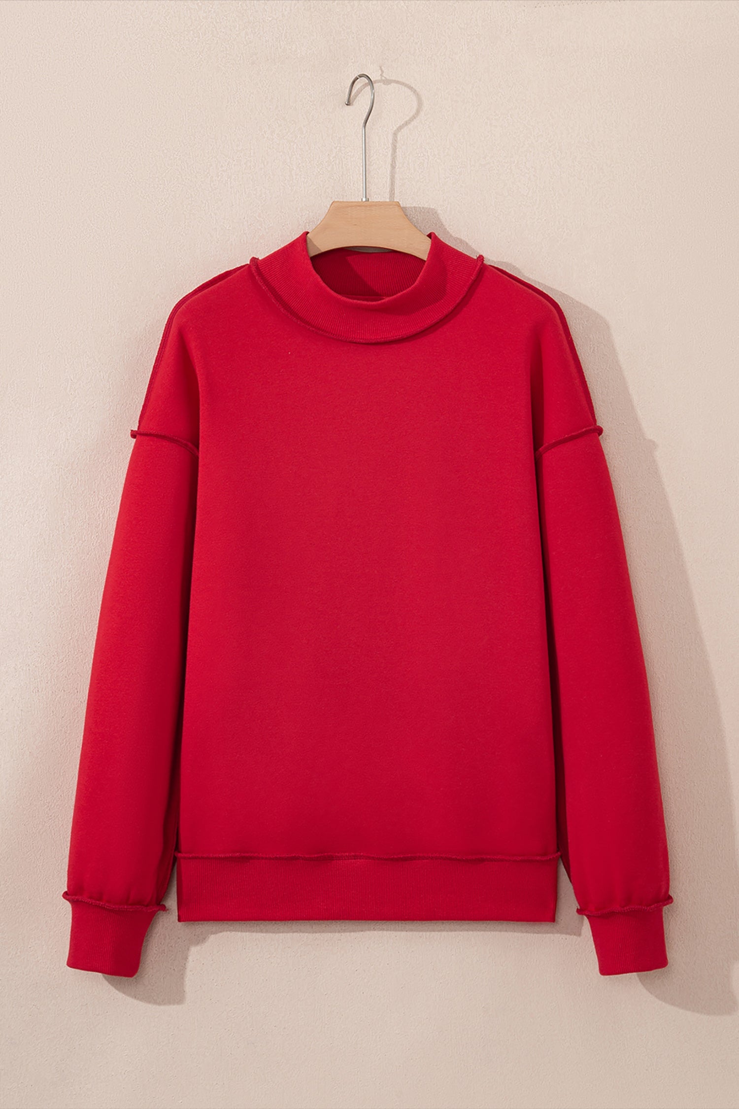 Oversize Sweatshirt Reversible Mock-Neck in Red