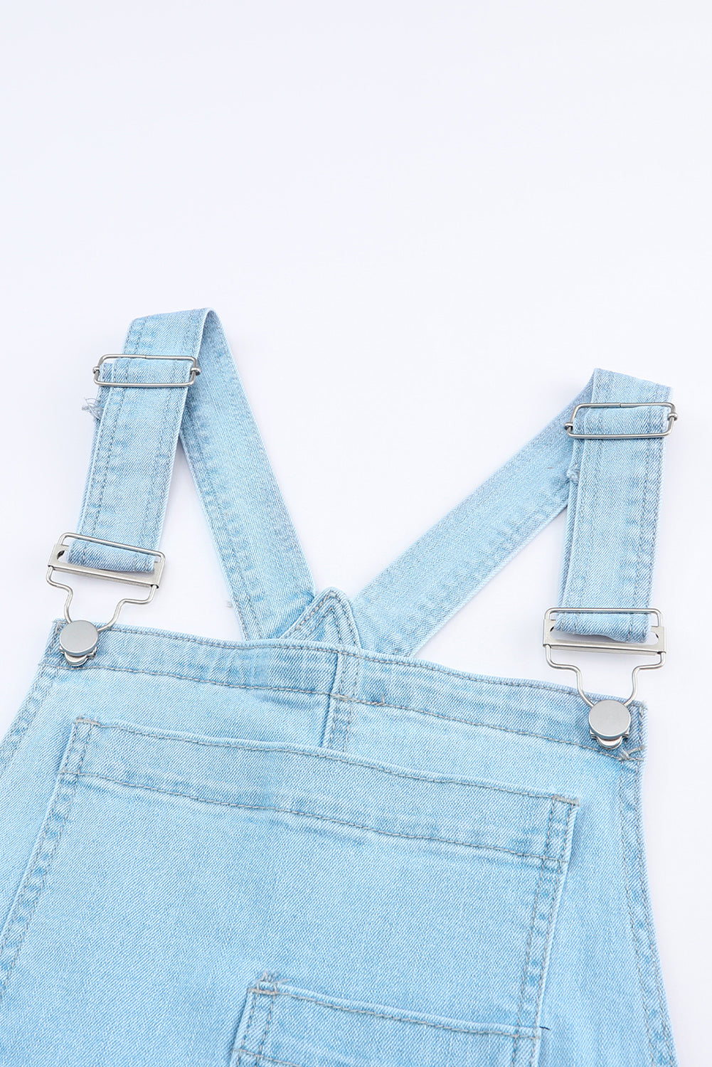Women's Overalls Featuring Constructed Bib Pocket Distressed Denim