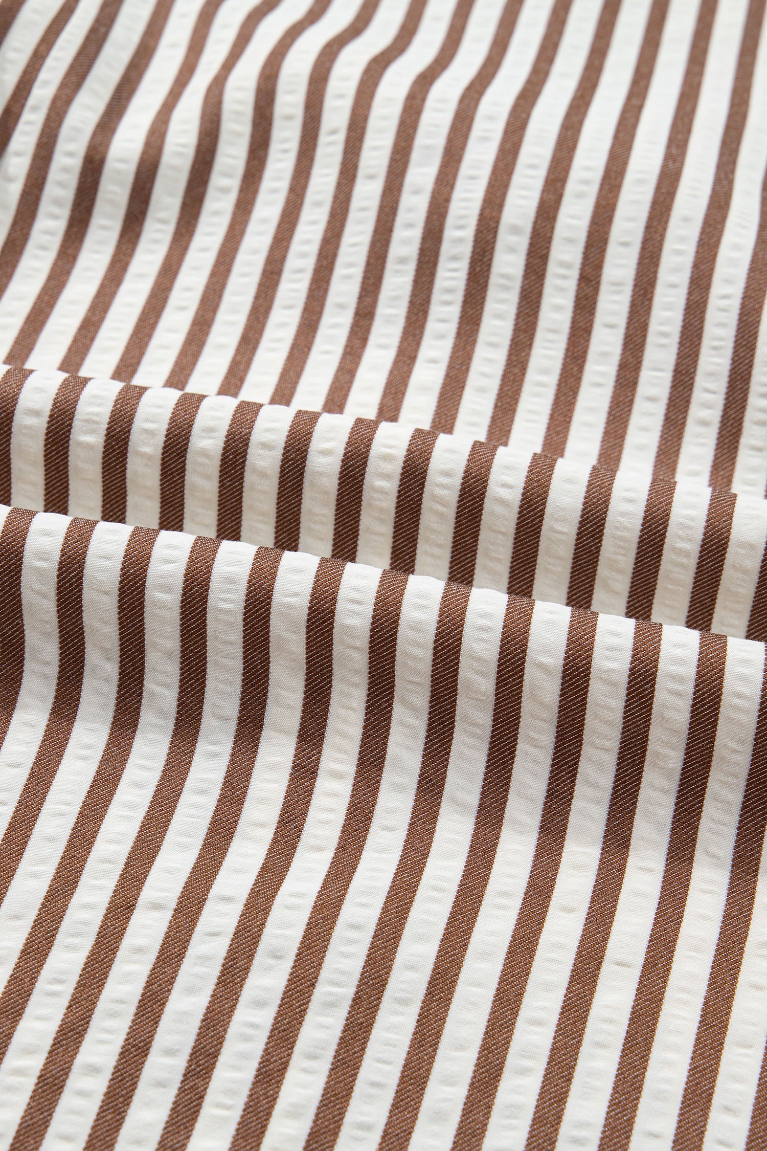 Stripe Knot Waist Button Down Mini Shirt Dress in Brown