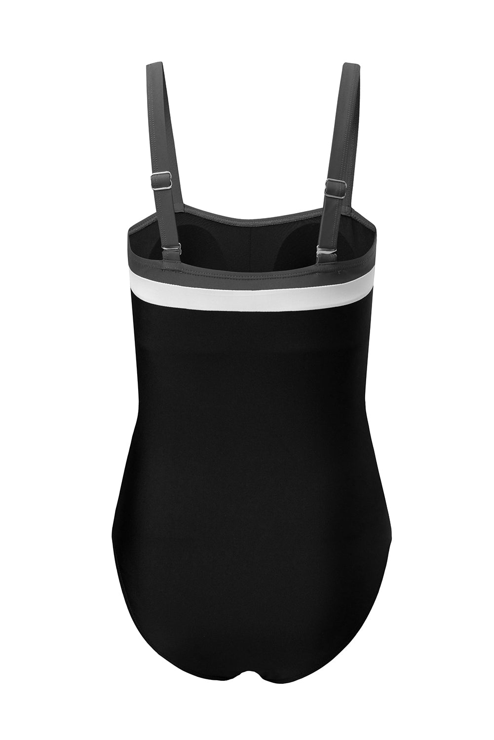 Colorblock Detail Adjustable Straps One Piece Swimsuit in Black