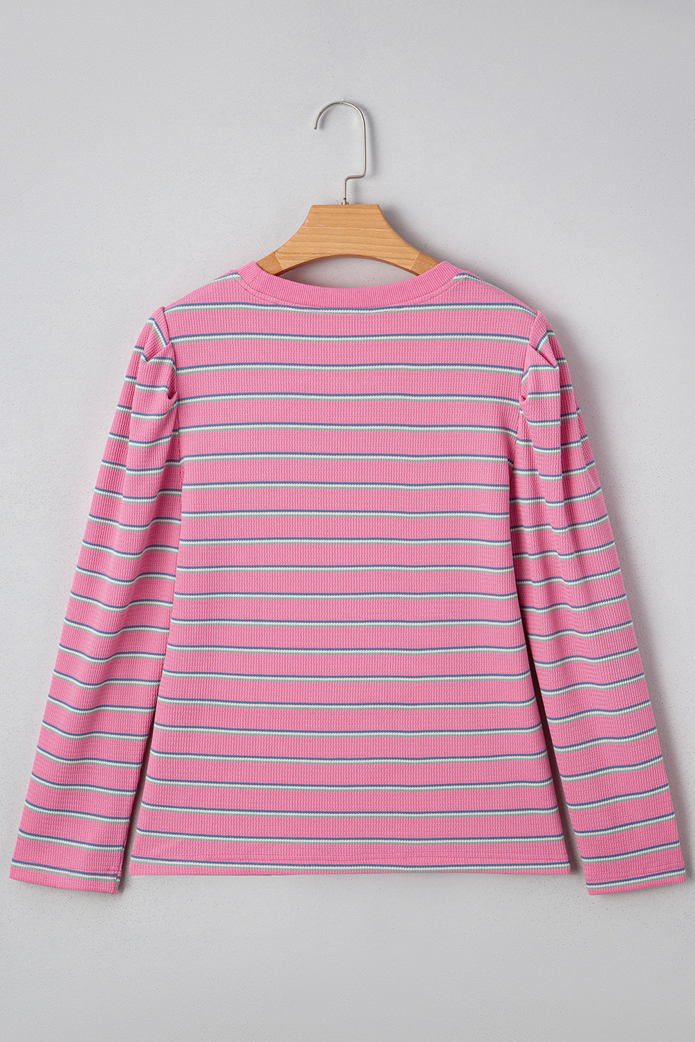 Textured Knit Round-Neck Long-Sleeved Top