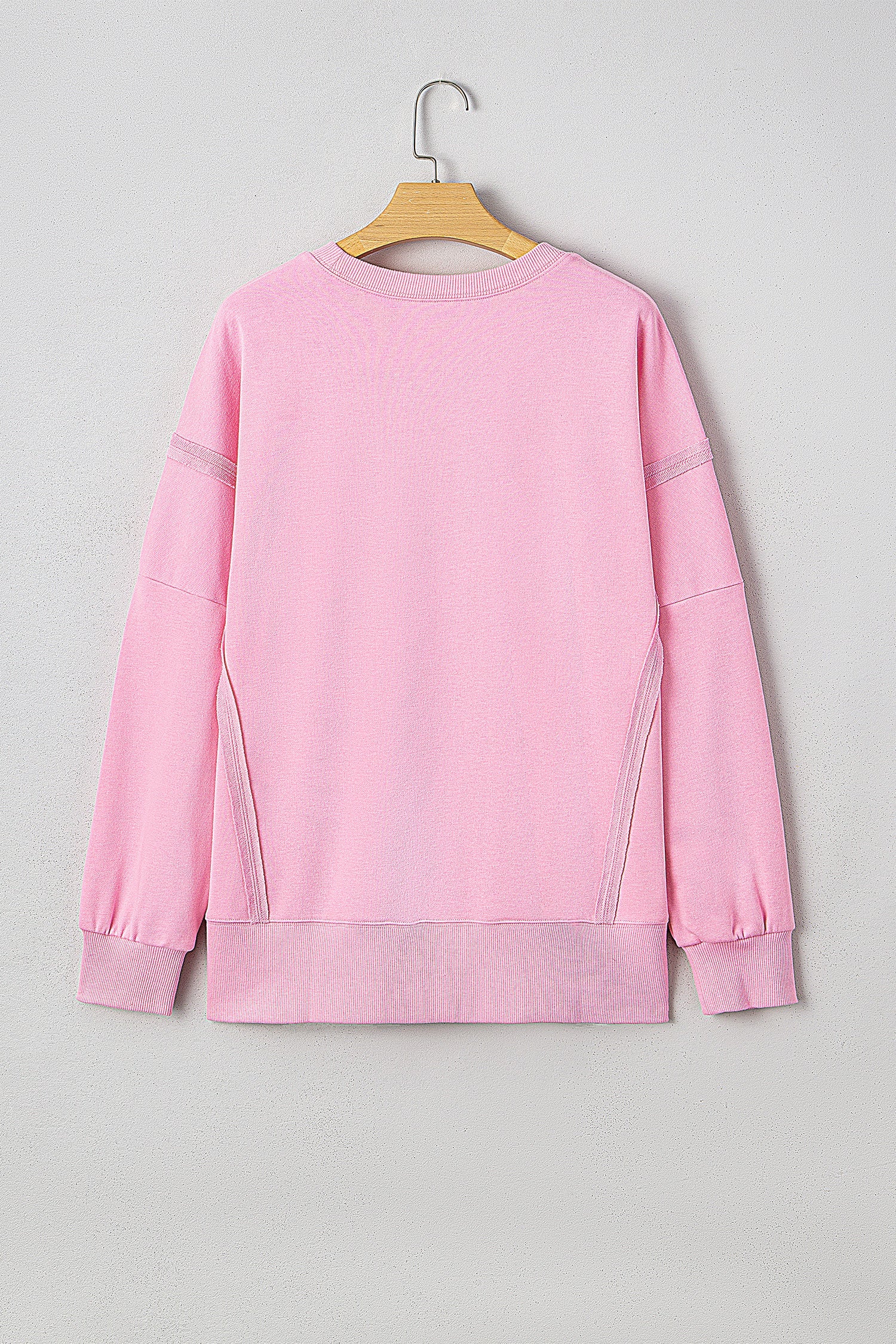 Bow Sequin XOXO Letter Graphic Exposed Seam Baggy Sweatshirt