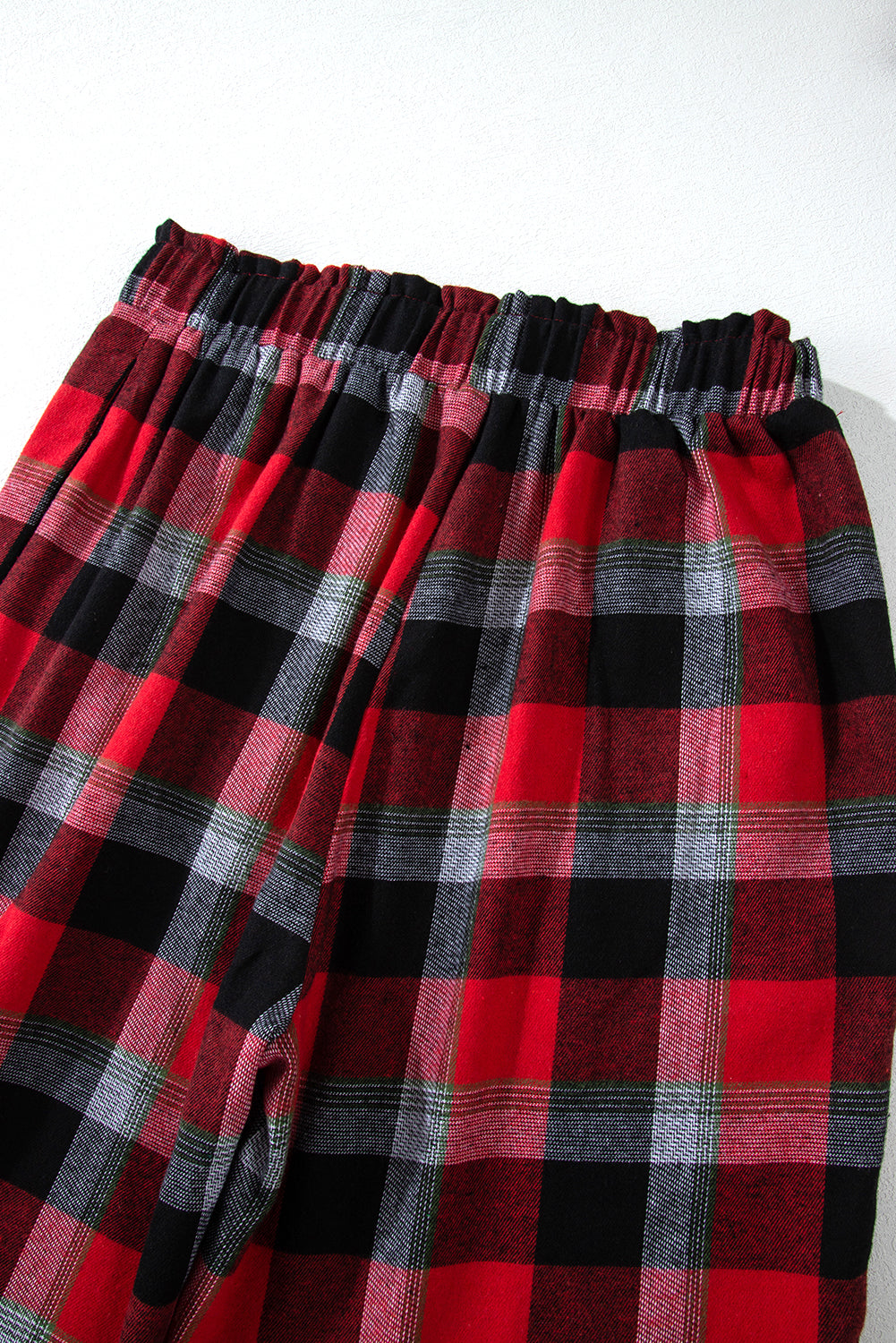 Checkered Pattern Christmas Pattern Loose Shirt and Pants Lounge Set