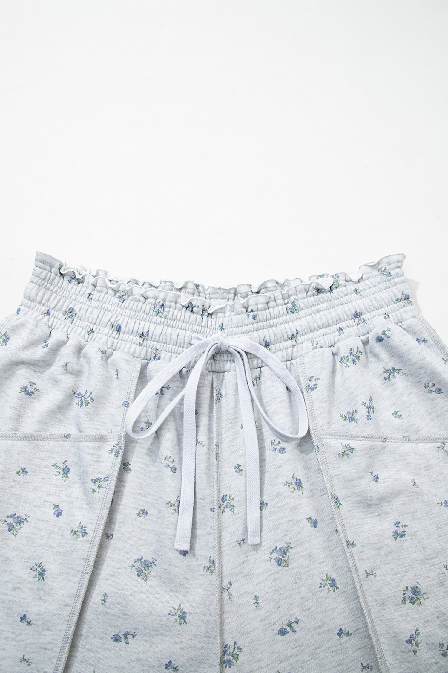 Floral-Print Timeless Elastic Waist Fit Pants in Gray
