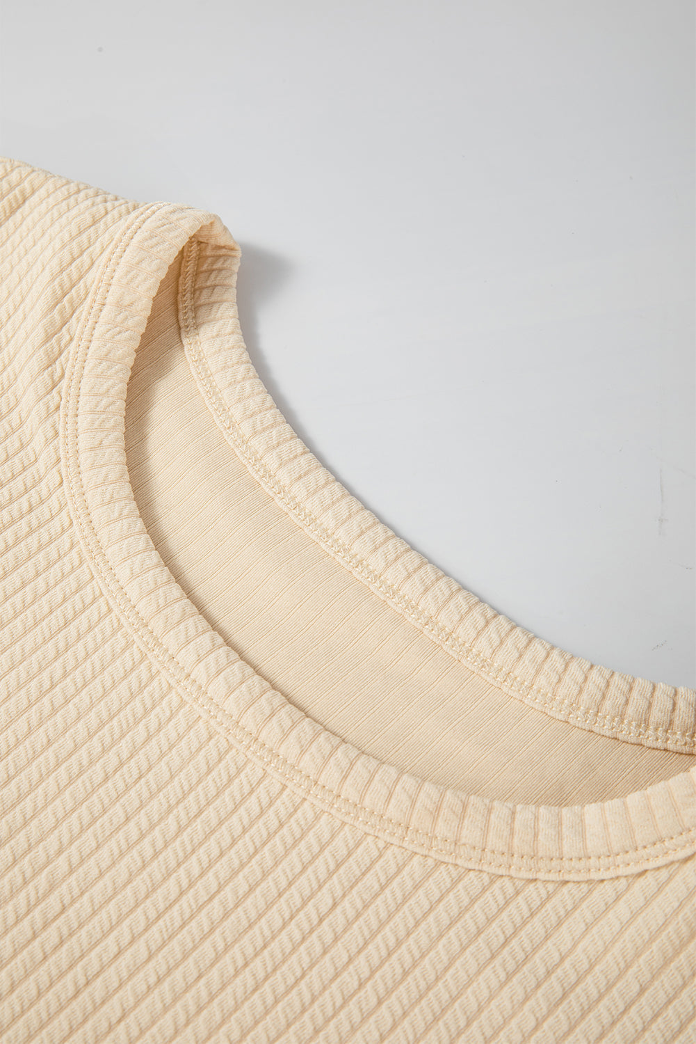 Solid Color Corded Drop Shoulder Long Sleeve Top