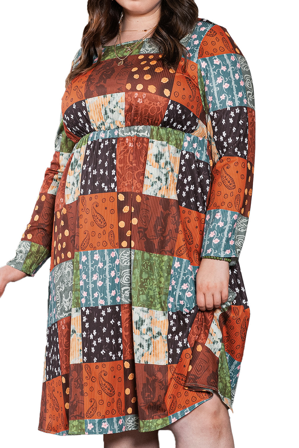 Robe Swing Western à Carreaux Multicolore Grande Taille