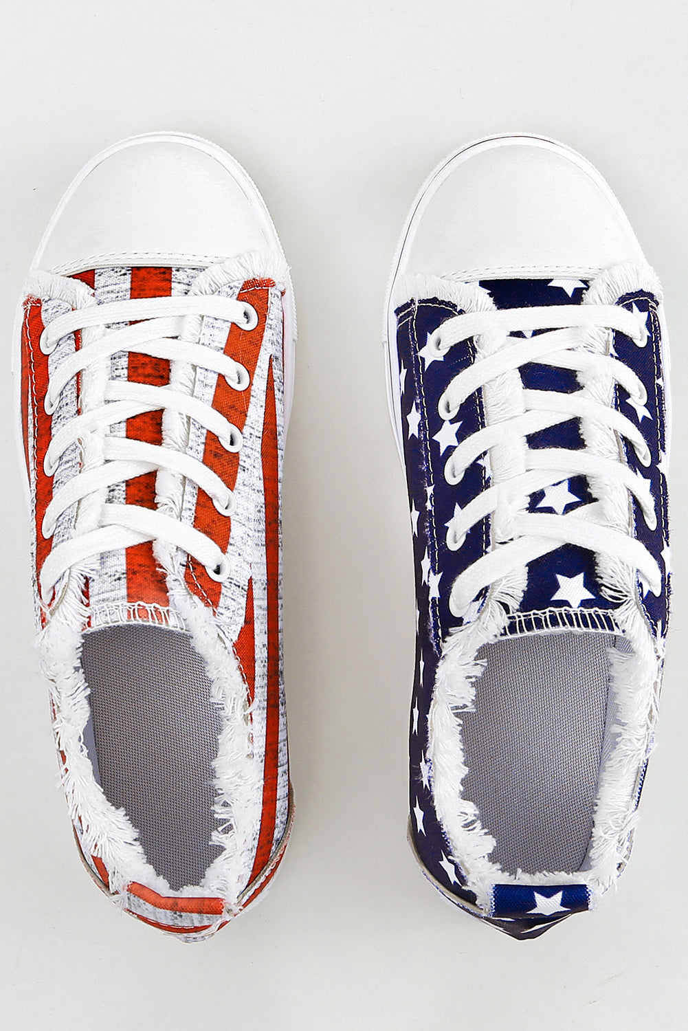 American Canvas Flag Lace-up Flat Shoes in Blue