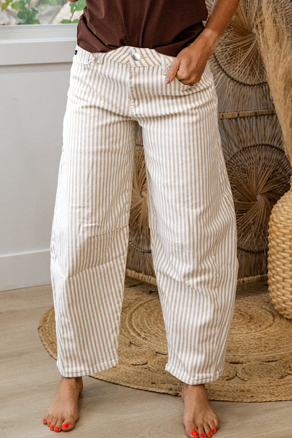 Barrel Stripe Everyday Jeans in Khaki