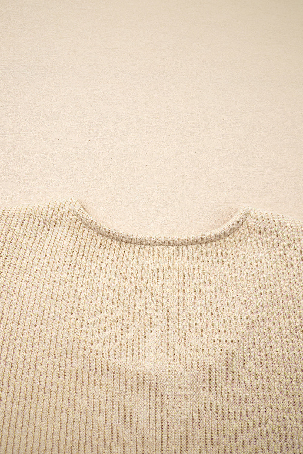 Leopard Sleeve Patchwork Rib-Knit Knit U Neck Top