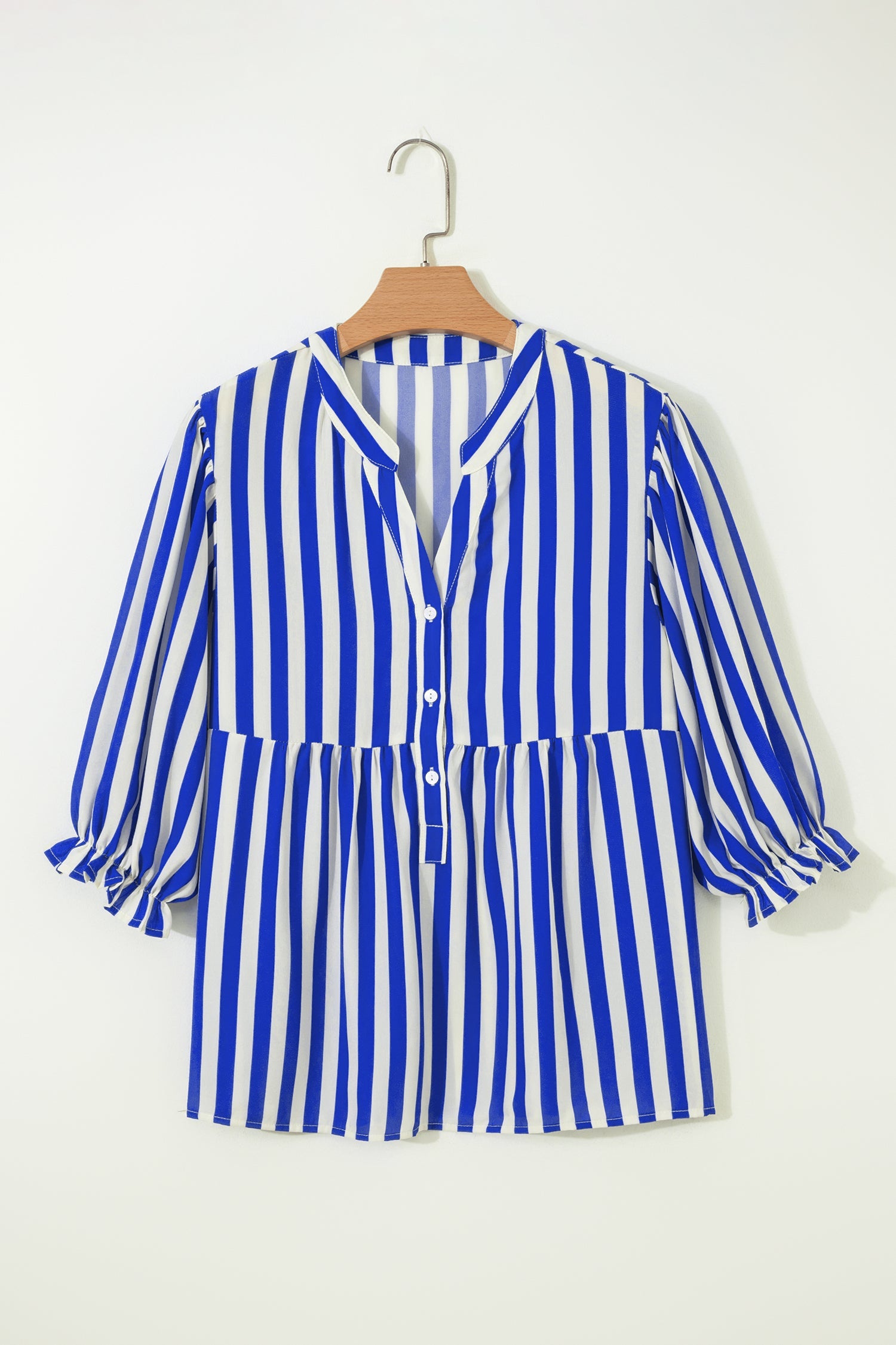 Balloon Sleeve Loose Button-Front Shirt