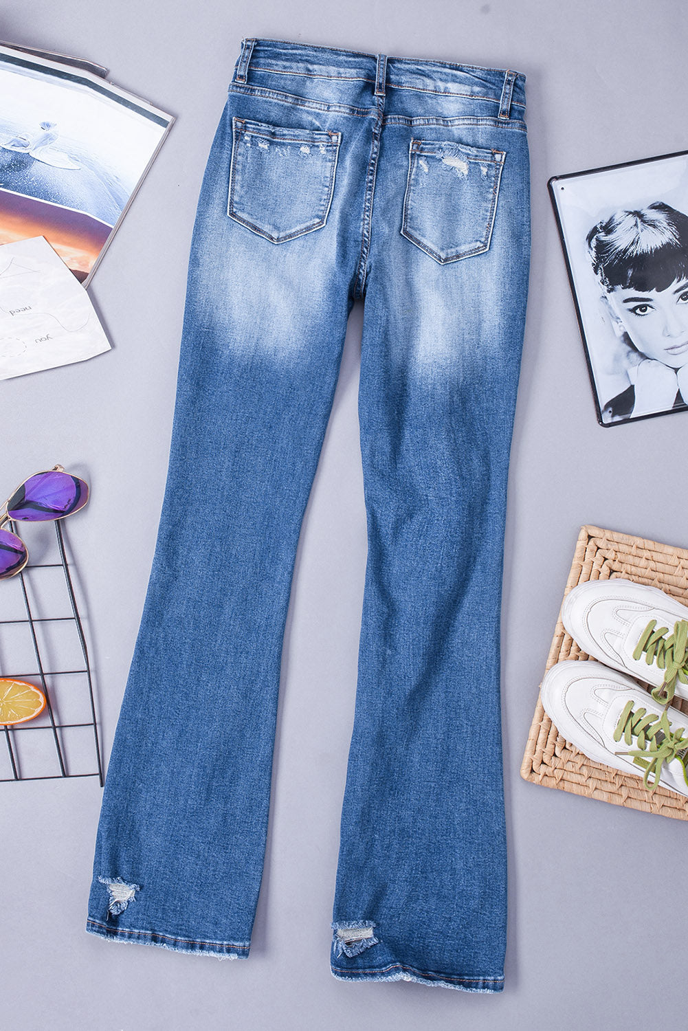 Women's Distressed Flare Jeans