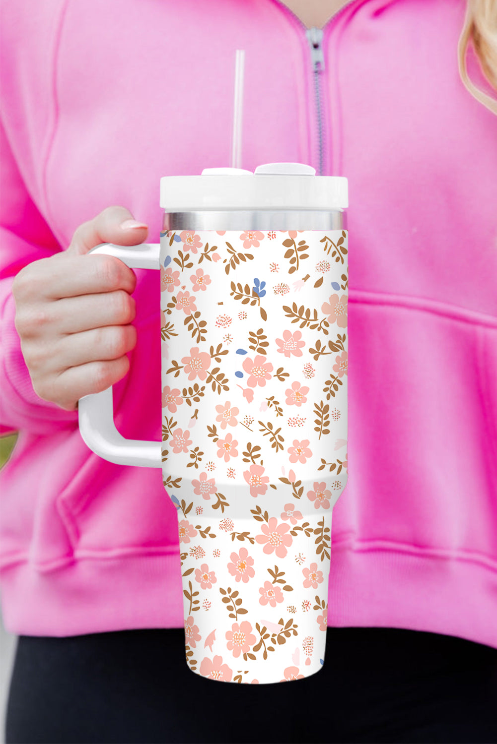 Cute Flower Print Large Stainless Steel Tumbler 40oz