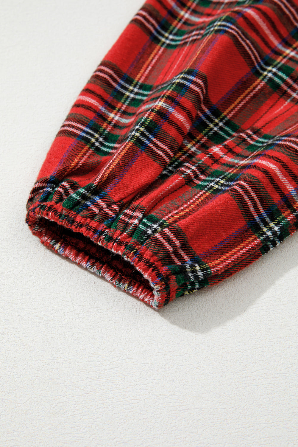 Ricrac Plaid Print Tiered Bubble Sleeve Mini Dress in Red