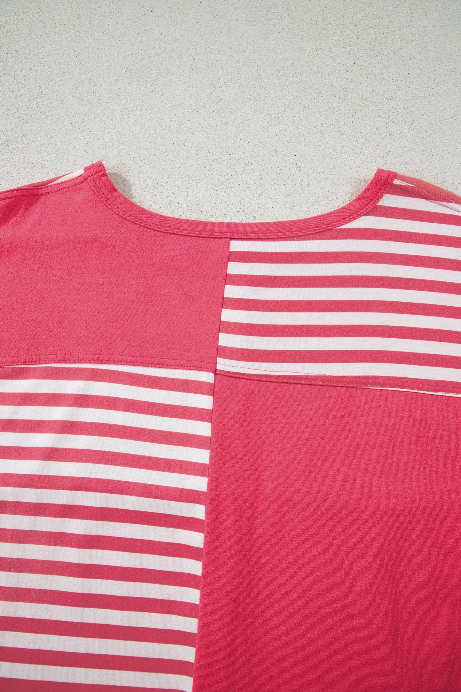 Colorblock Patchwork Stripe Patchwork Long-Sleeved Tunic Top in Pink
