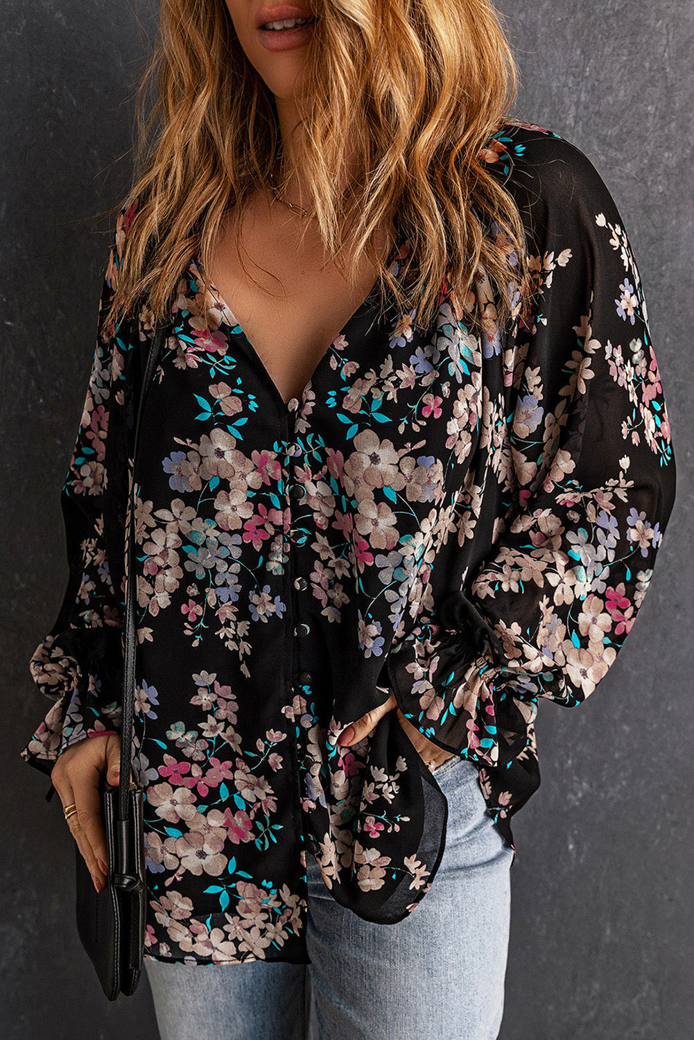 Women's Wildflower Print Chiffon Blouse
