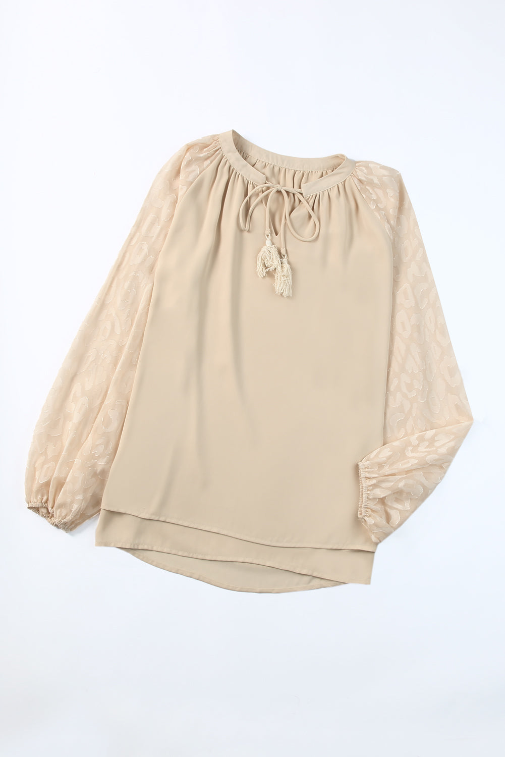 Women's Blouse Featuring Mesh Split Neck