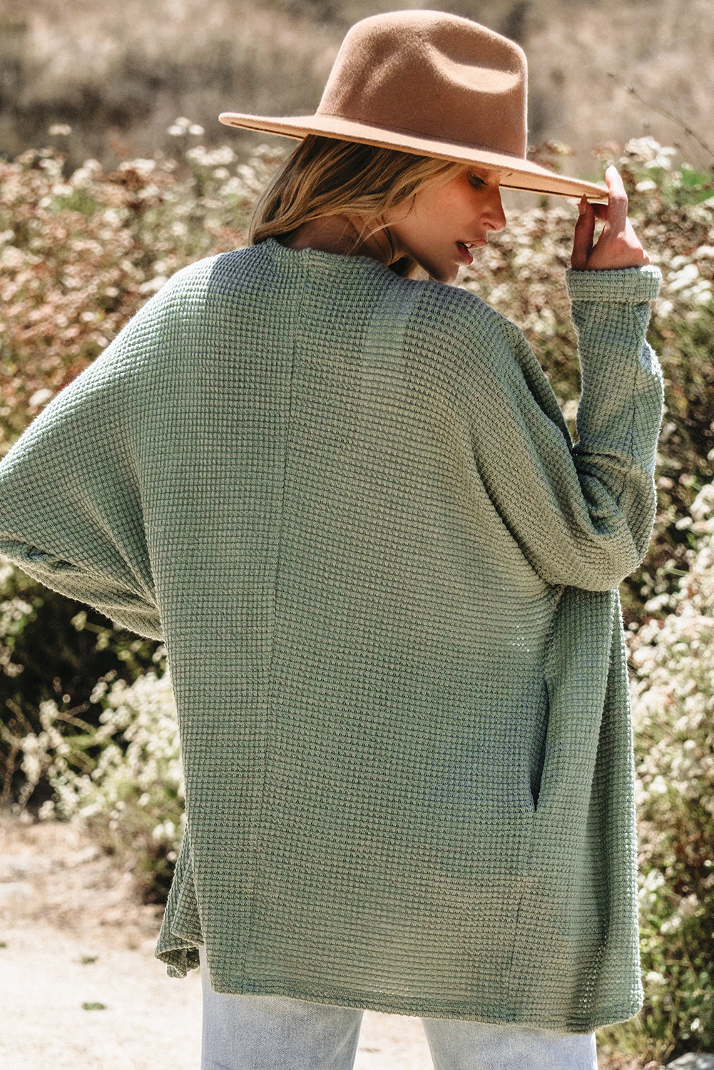 Cardigan ouvert sur le devant en tricot gaufré