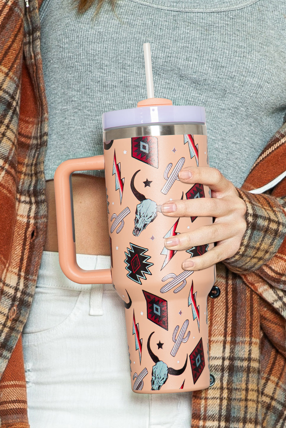 Steer Western Aztec Head Stainless Tumbler 40oz