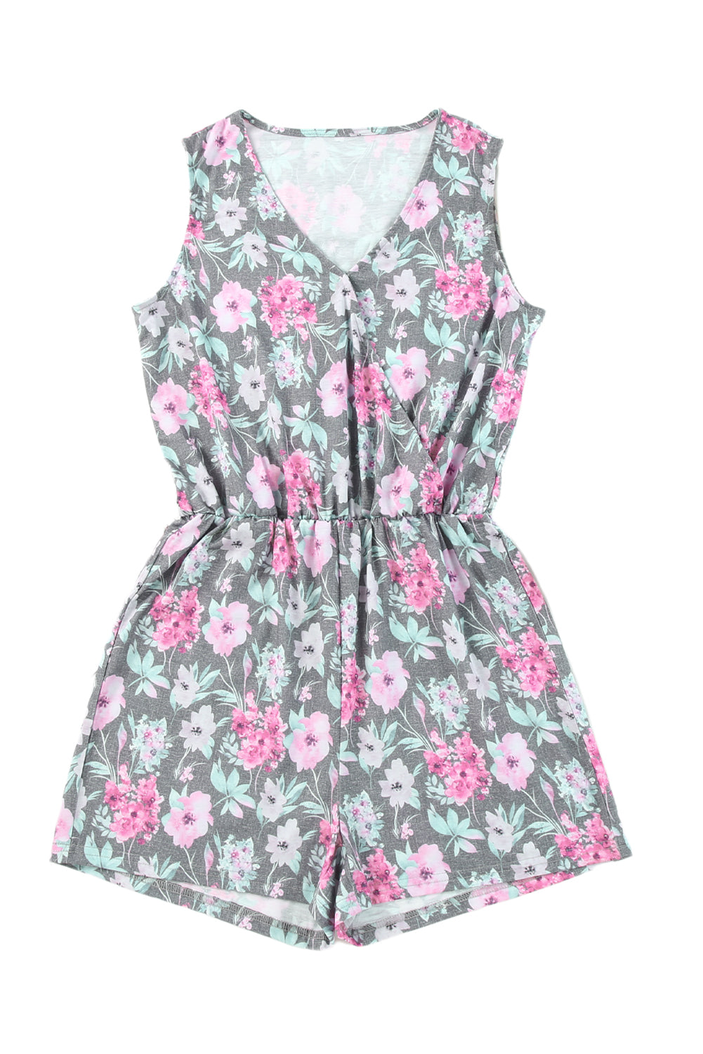 Romper for Women Vintage Wash Floral-Print Print Sleeveless