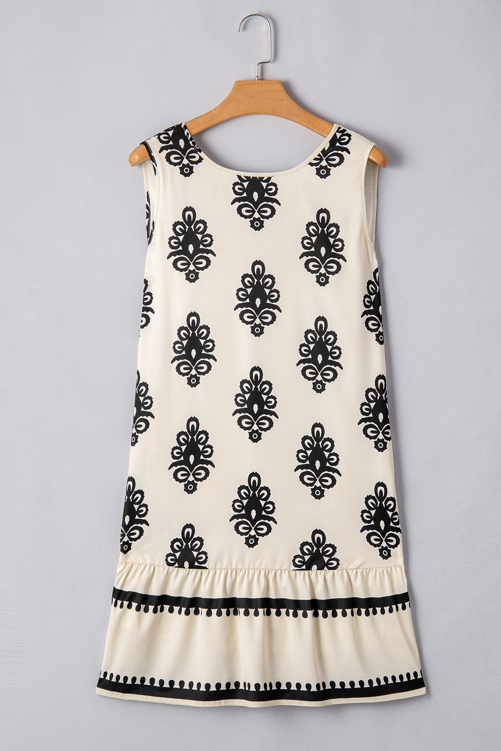 Geometric Printed Sleeveless Bowknot Back Mini Dress