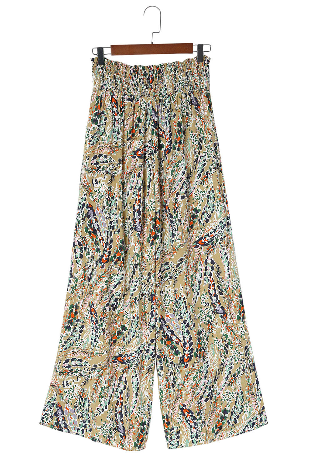 Women's Floral-Print Print Shirred High-Rise Wide-Leg Everyday Pants