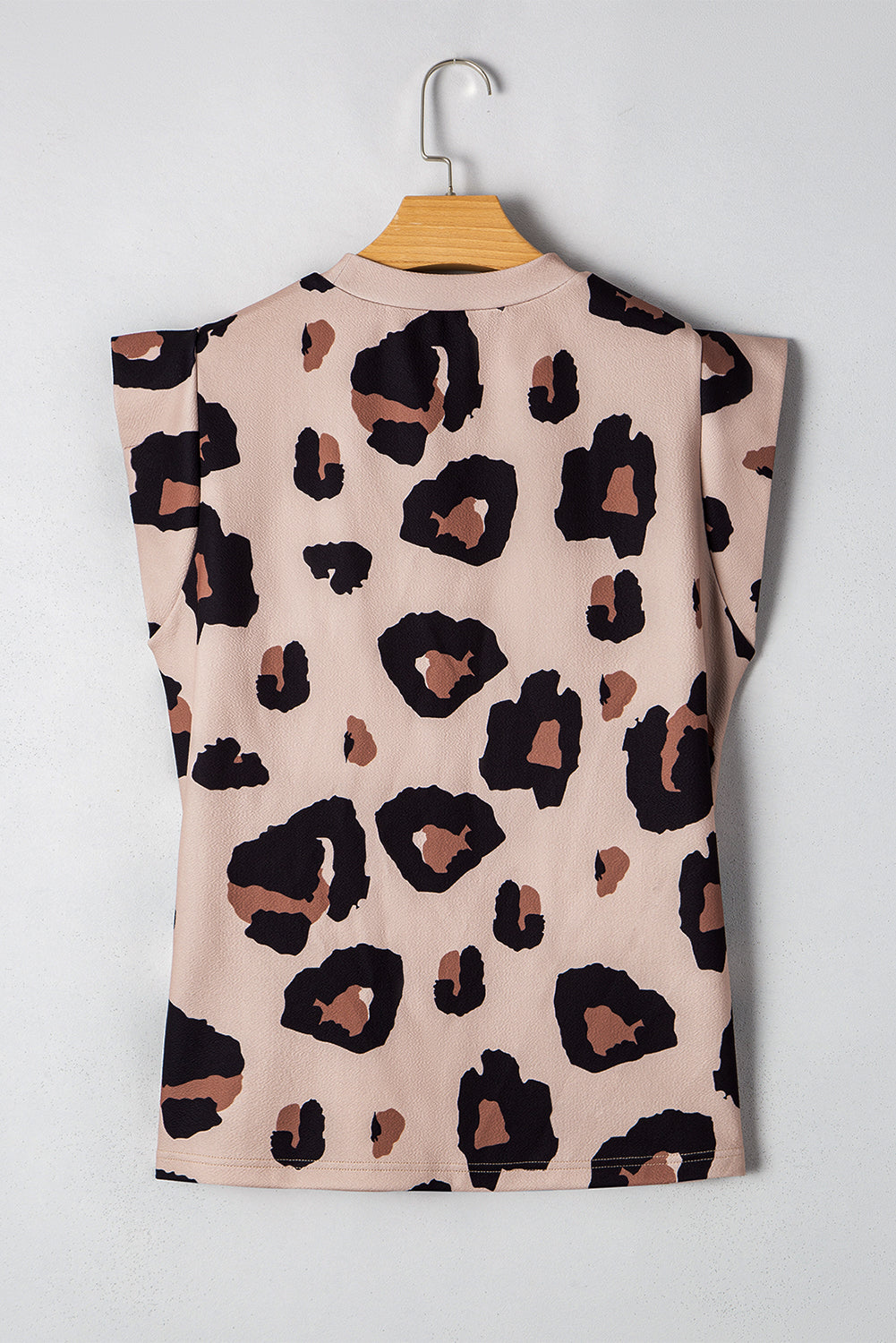 Leopard Crew Neck Cap Sleeve Casual Tee