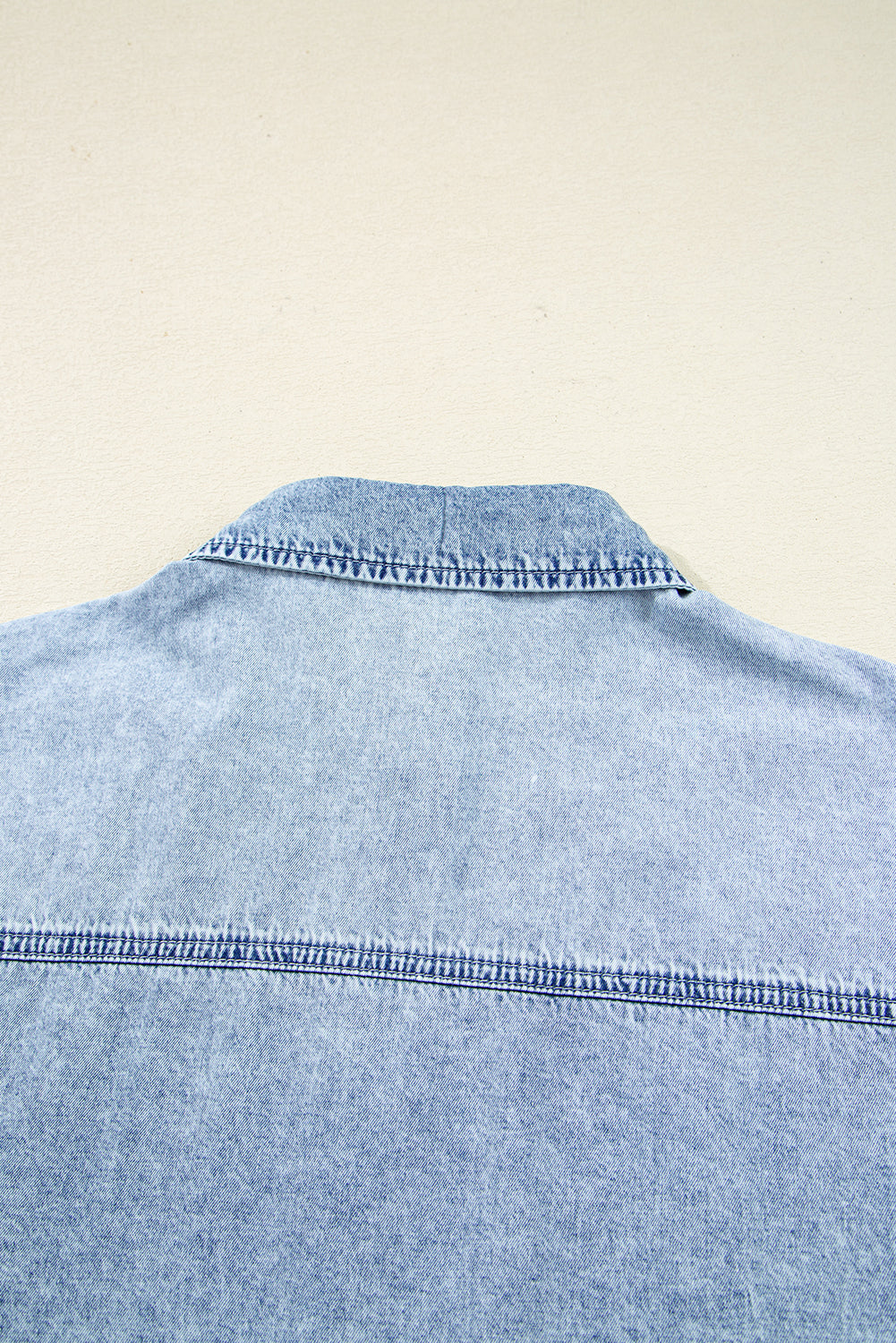 Chest Hem Pocket Raw Denim Loose Shirt Dress