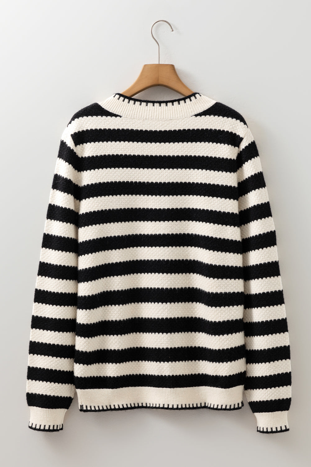 Golden Stripe Polished Button Cardigan Knit Top in Black